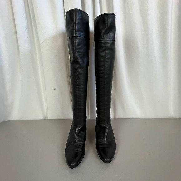 POUR LA VICTORIE WOMENS KNEE HIGH LEATHER BOOTS BLACK SIZE 8 - Picture 8 of 8